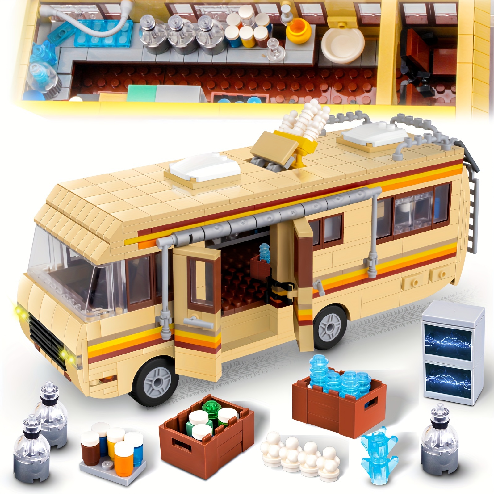 

986pcs Bus Building Set, Buildable Bus Toy And Accessories, Educational Diy Rv Toy, Birthday Gift Christmas Gift