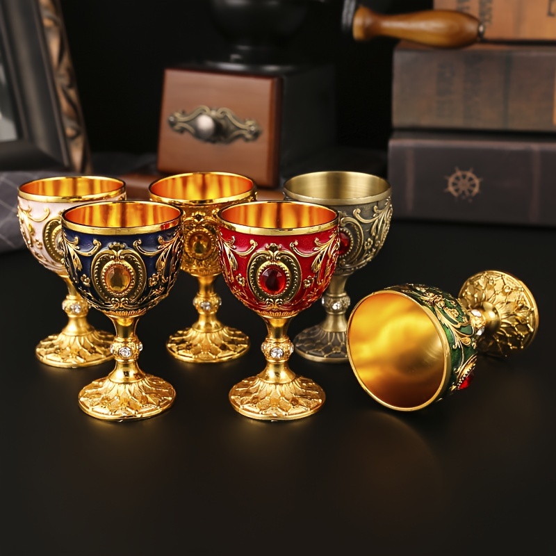 1pc chalice goblet vintage metal wine glass stemmed champagne cup embossed goblet for bar pub club restaurant use home decor room decor summer drinkware accessories details 4