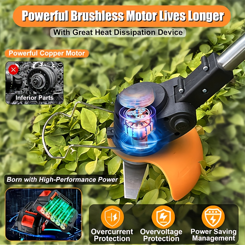 Portable Home Electric Lawn Mower, Yard Weeder/ Lawn Mower with 3 Models of Blades And Two High Capacity Lithium-Ion Batteries, Strong Power, Lots of Gifts, Suitable for Lawn Yard Garden, Gifts for Father Husband, Father'S Day Gift