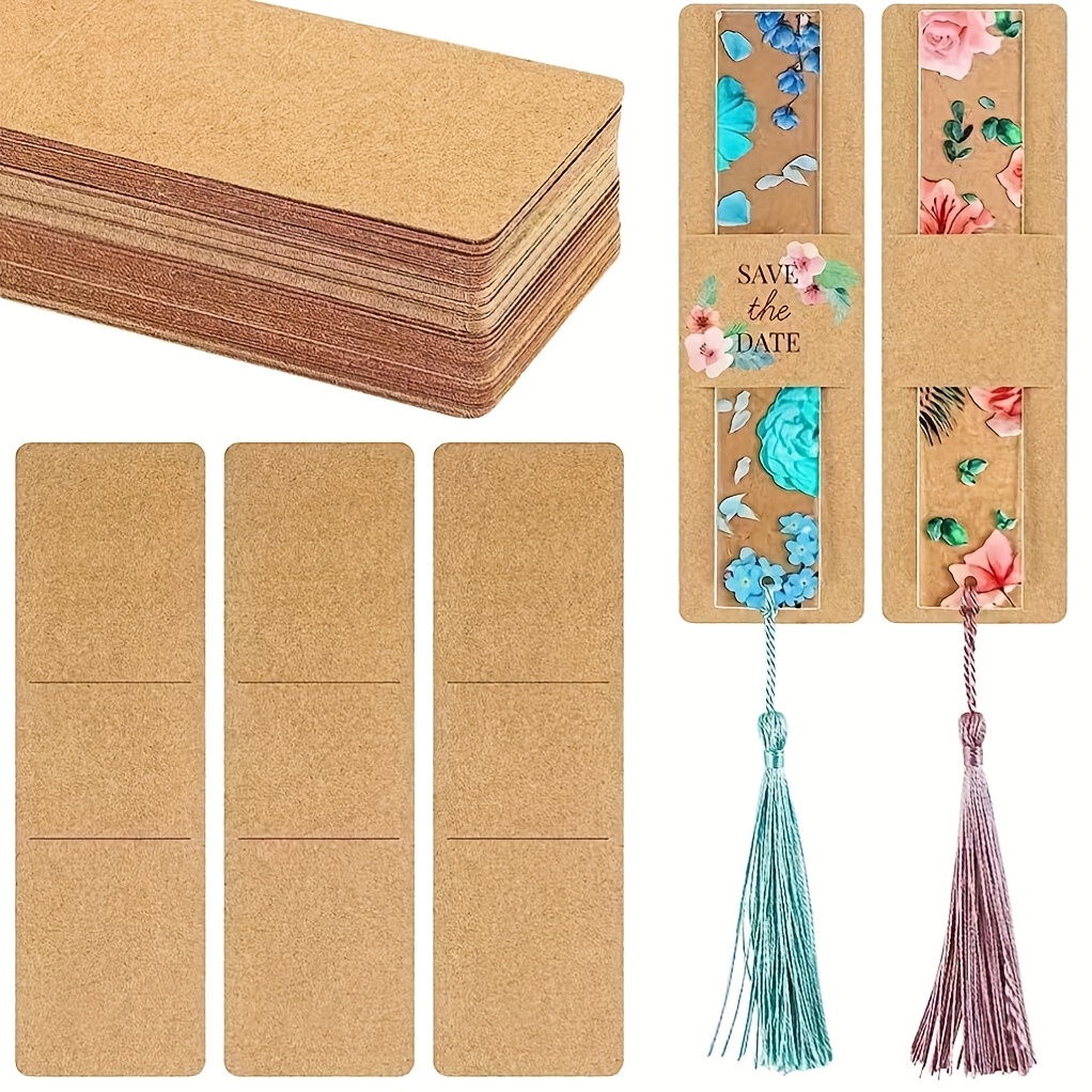 

50/ Pack Brown Paper Bookmark Display Cards, Diy Craft Bookmarks With Tassels, Multilingual (english, German, French, Japanese, Korean) For Small Business Packaging, Party Favors