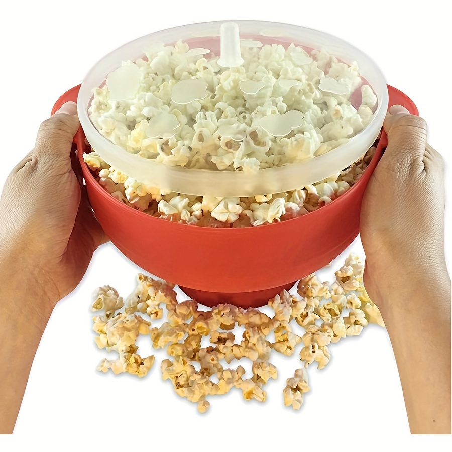 

1pc Collapsible Silicone -microwave Popcorn Maker Bowl With Lid For Family Home Party