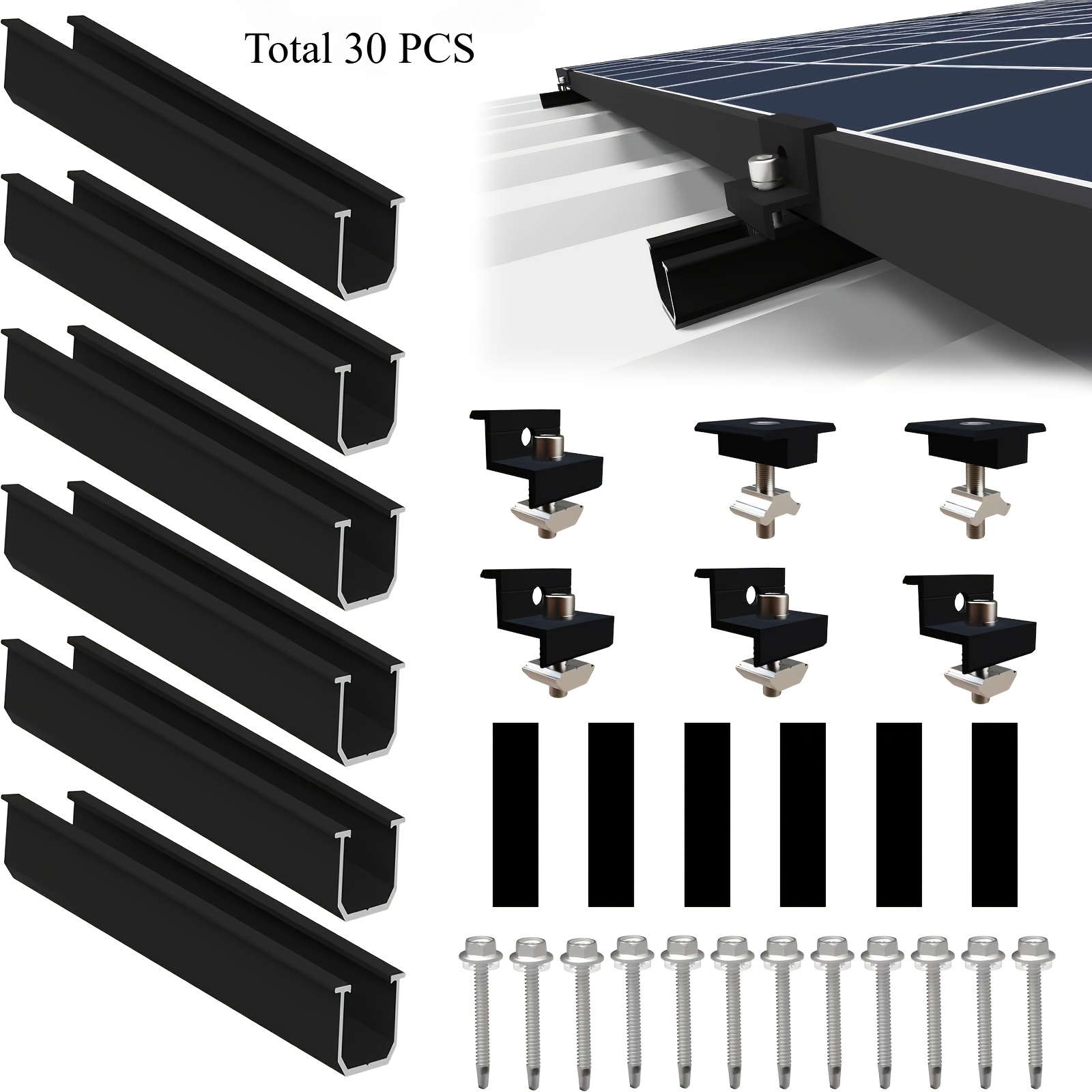 E-shop 30 Stück U-förmige Solarfassade Halterung Zusatzteile für Mini Solaranlagen Installation auf Farbfliesen, 120mm Set