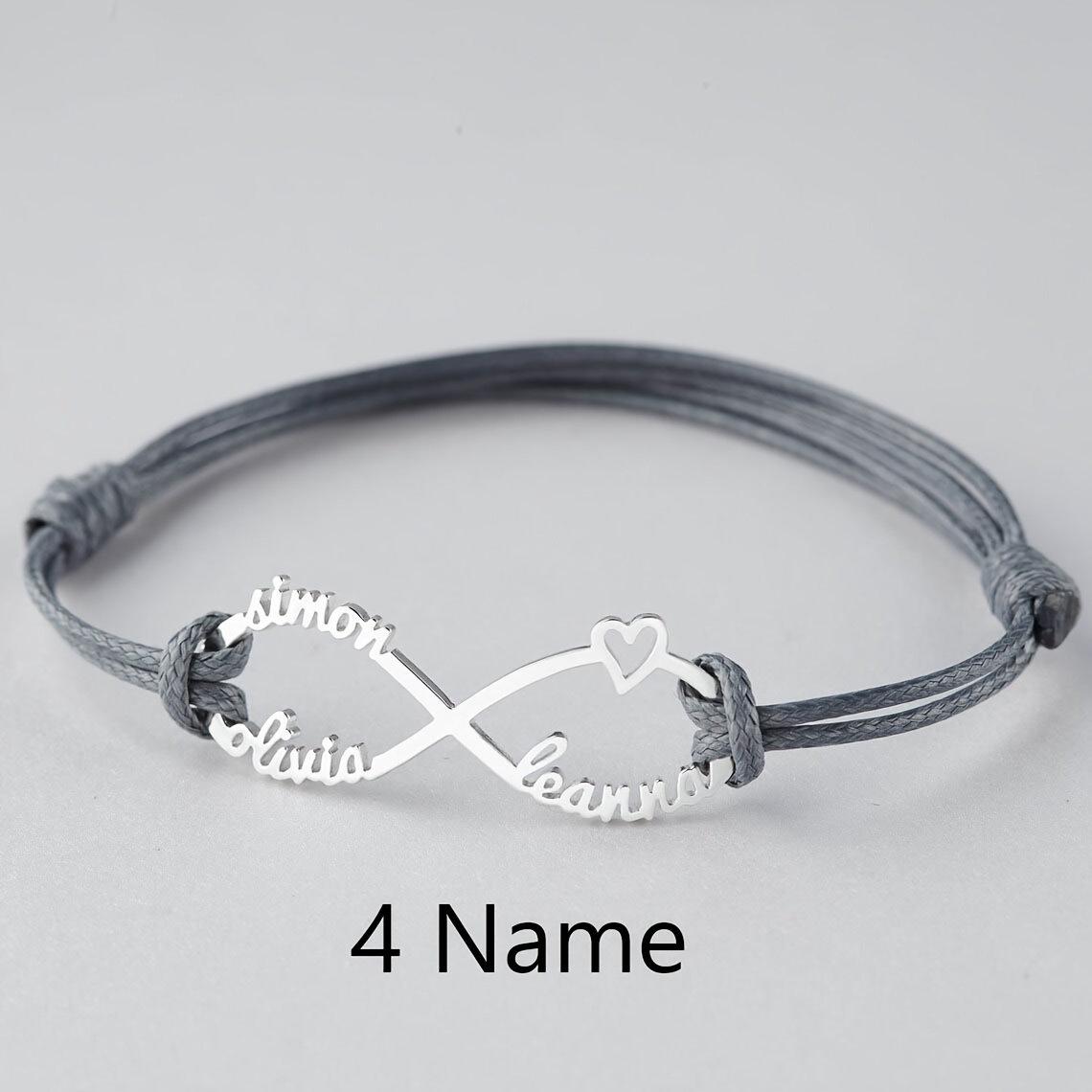 Personalized Mom Infinity Rope Bracelet with 1-4 Names