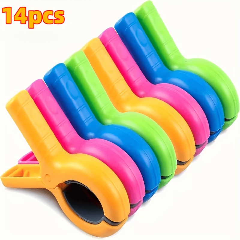 Image of 14pcs Windproof Chair Clips, Oversized Beach Towel Holders, Anti-slip Clips. Suitable For Pool Lounge Chairs, Cruise Decks And Outdoor Use. Essential For And Travel, Usable Clips, Clothes Pins