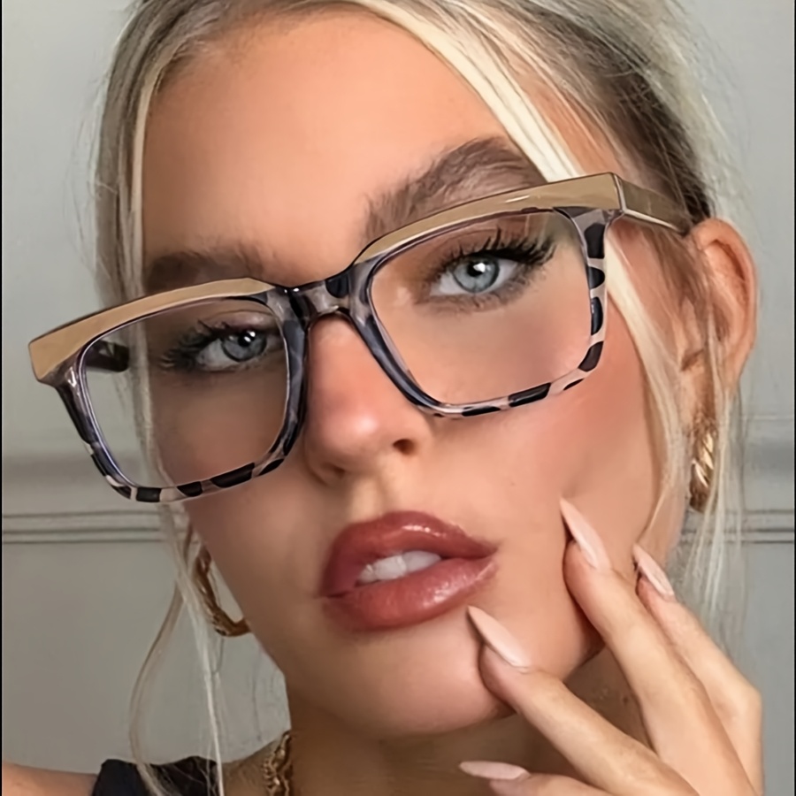 Image of -eye Women's Glasses, Classic Printed Design Comfortable Wear Suitable For Daily Casual, Shopping Women's Multicolor Glasses Transparent Lenses Tofu Frame Decorative Glasses