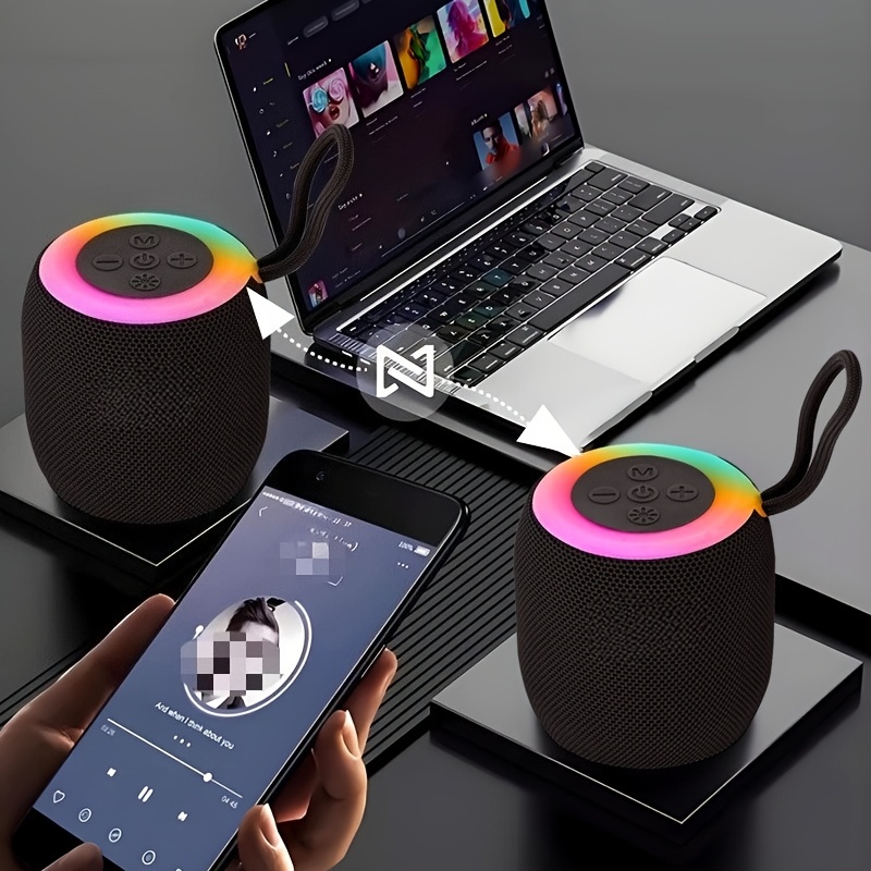 Alternative view of Altavoz Bluetooth Pequeño con Subwoofer, Gran Volumen, Portátil para Hogar, Exteriores y Coche, Mini Altavoz