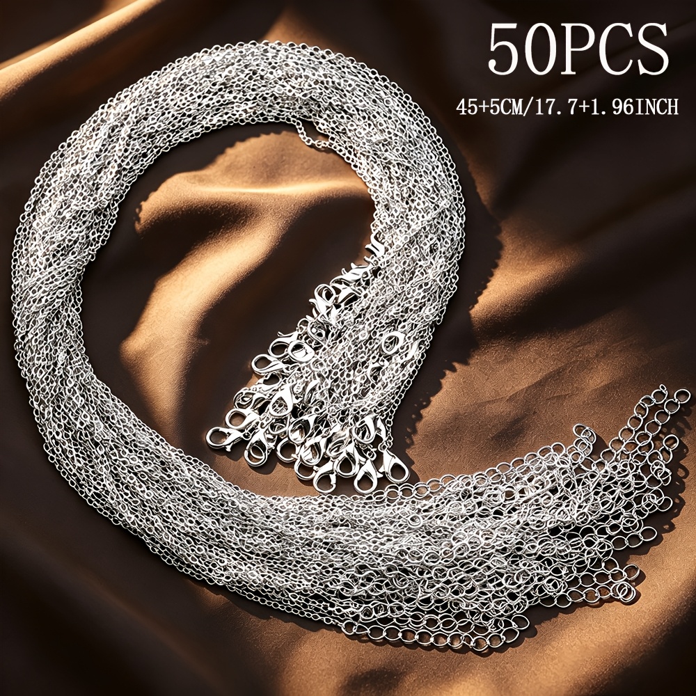 TEMU 50pcs/package Stainless Steel Phillips Head 1.5mm Necklace, 40/45 5cm Chain Length, Diy Necklace Wholesale, Unisex