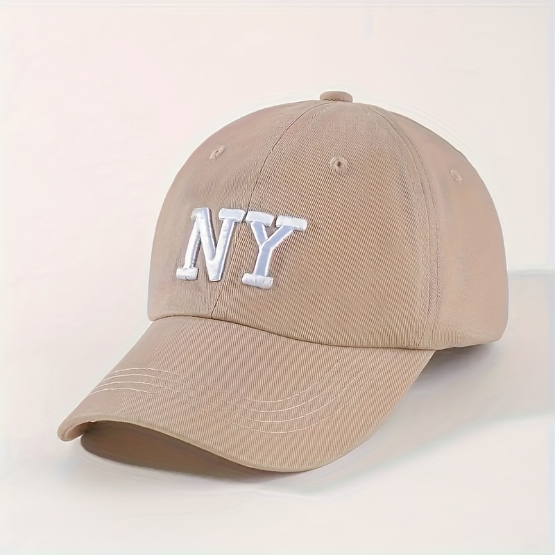 

Ny Embroidered Cotton Baseball Cap Monochrome Simple Curved Brim Peaked Hats Summer Unisex Sunshade Cap