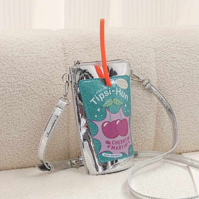 Image of New Cross-border Cute Printed Shiny Single-shoulder Phone Bag, Cup-shaped Women's Crossbody Bag, A Europe And America