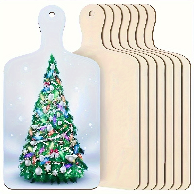 

3pcs Wooden Diy Cutting Board Crafts, 11.8x21cm Classic Christmas Decorative Hanging Ornaments, Rustic Blank Wood Graffiti Plaques For Painting, 4.64x8.26inch Wood Coasters For Dining