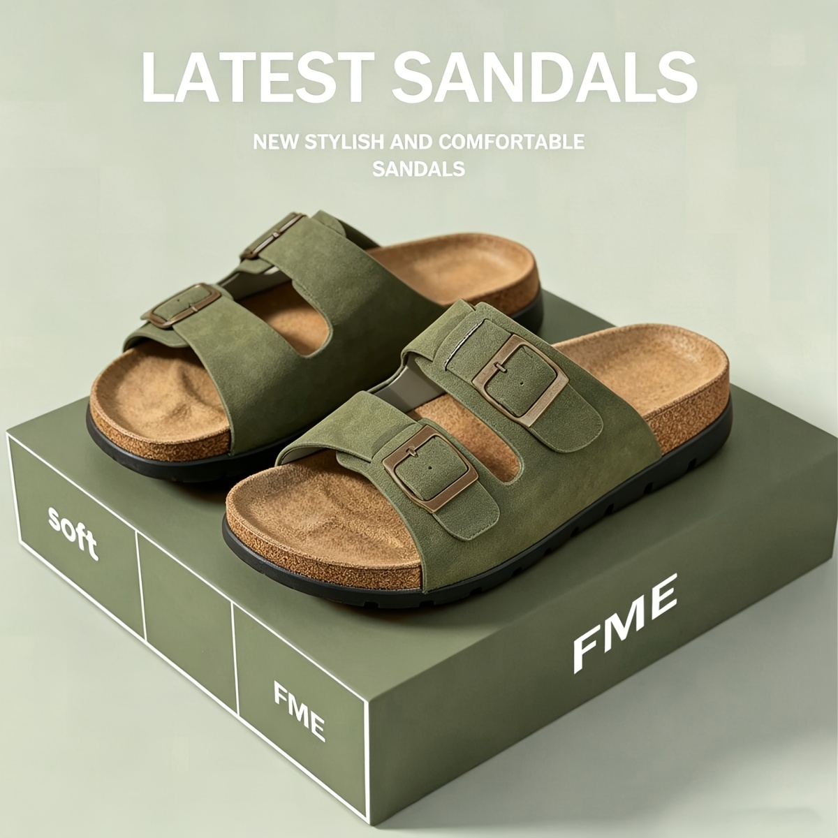 TEMU New Arrival 2026 Plus-size Women's Anti-slip Wear-resistant Casual , Stylish Flat Sandals, Unisex Versatile Outdoor Slippers, Soft Vintage Slide