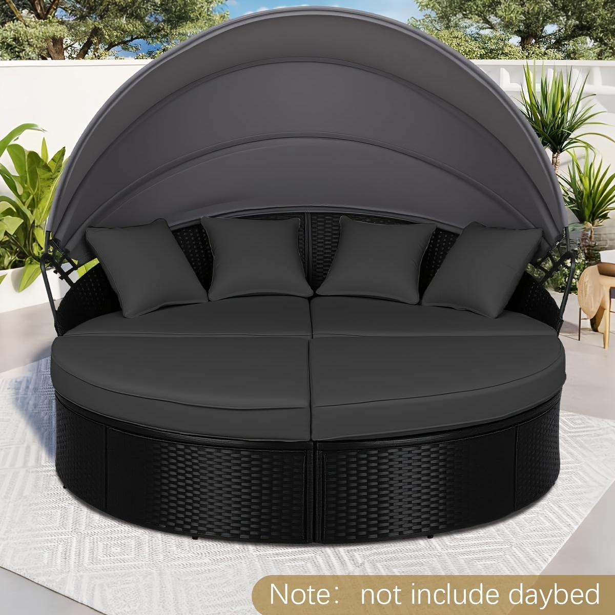 Replacement Sun Bed Cushion, Outdoor Round Daybed Cushion with Weather Resistant And Fade-Resistant Cover, Patio Furniture Seat
