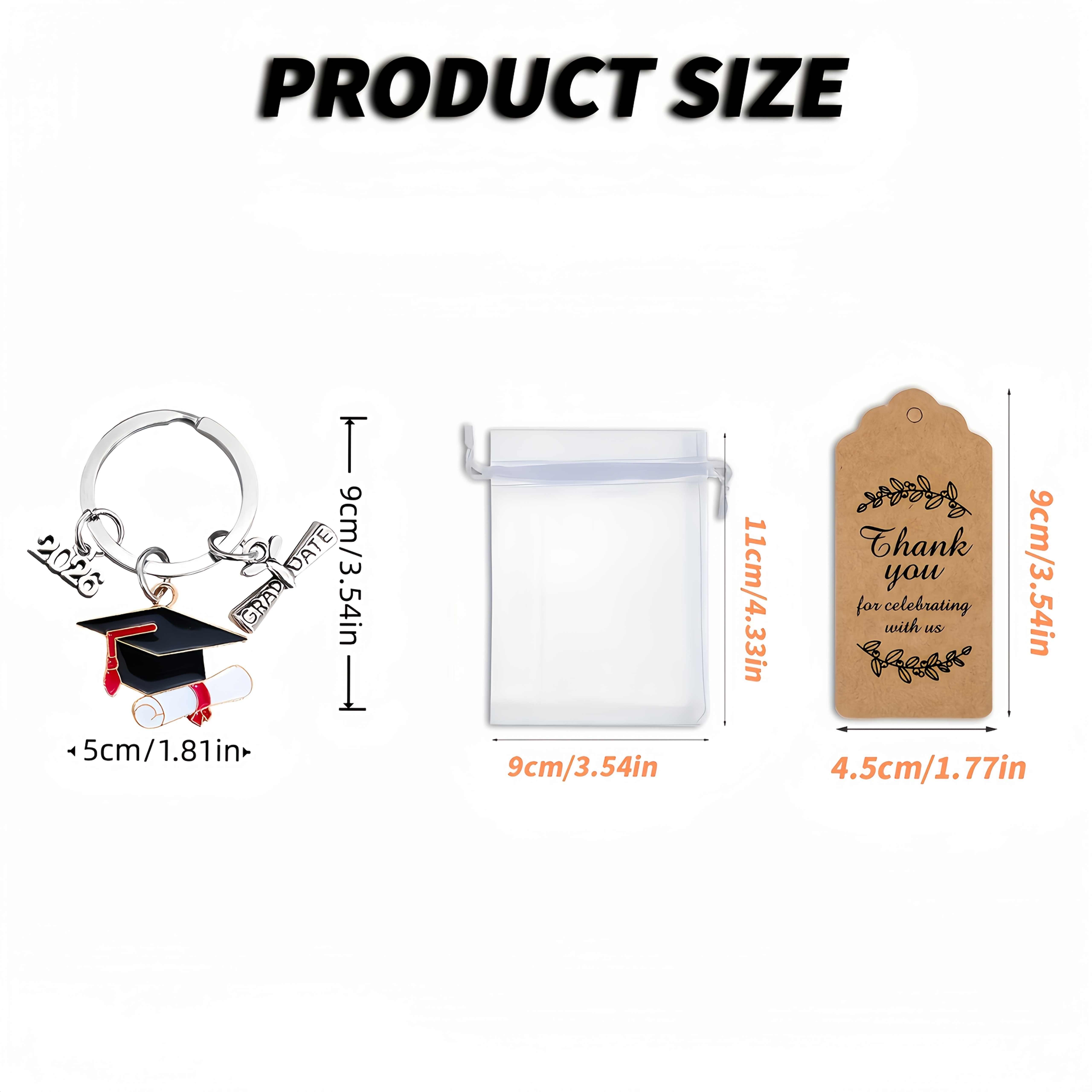 TEMU Gift For Her/him 36pcs/12 Sets 2d Acrylic, New 2026 Graduation Keychain Set, Includes 12 Graduation Keychains, 12 Brown Thank You Tags, And 12