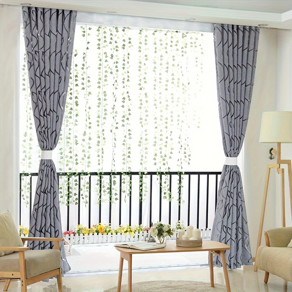 light gray   jacquard sheer curtain   lightweight polyester rod   for bedroom living room office decor details 1