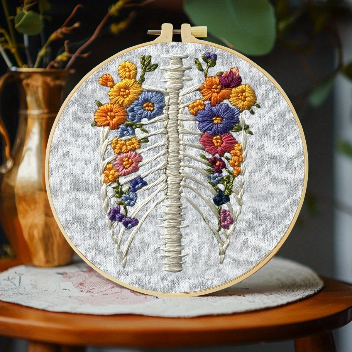 TEMU 1pc Embroidery Kit, 20x20cm/7.9x7.9 Inches, Flower Of Life, Handmade Embroidery Kit, Suitable For Adult Beginners, Includes Embroidery Fabric,