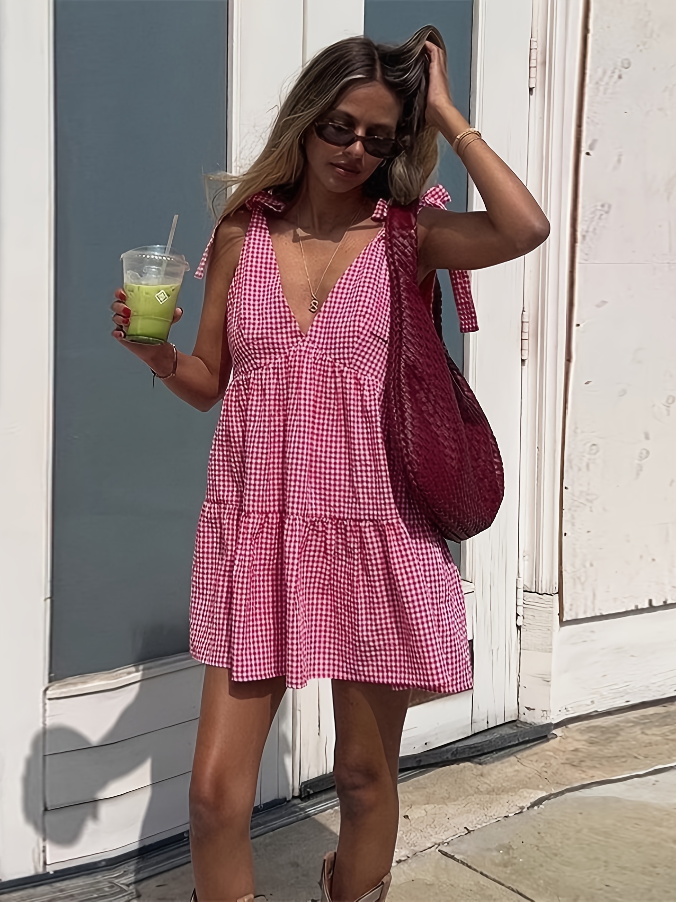 A * Loose-Fitting Slip Dress * a Date, Resembling a * with a Pure And *  Vacation *