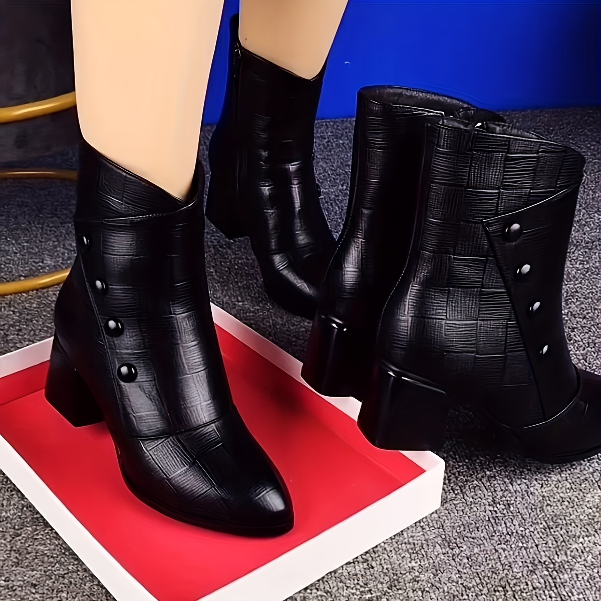 Image of Elegant Women Shoes Shoes Fleece-lined Fashion Boots Women's Autumn Winter New Warm Ankle Boots Versatile Chunky Upper Mommy Shoes Warm Shoes, Women Shoes