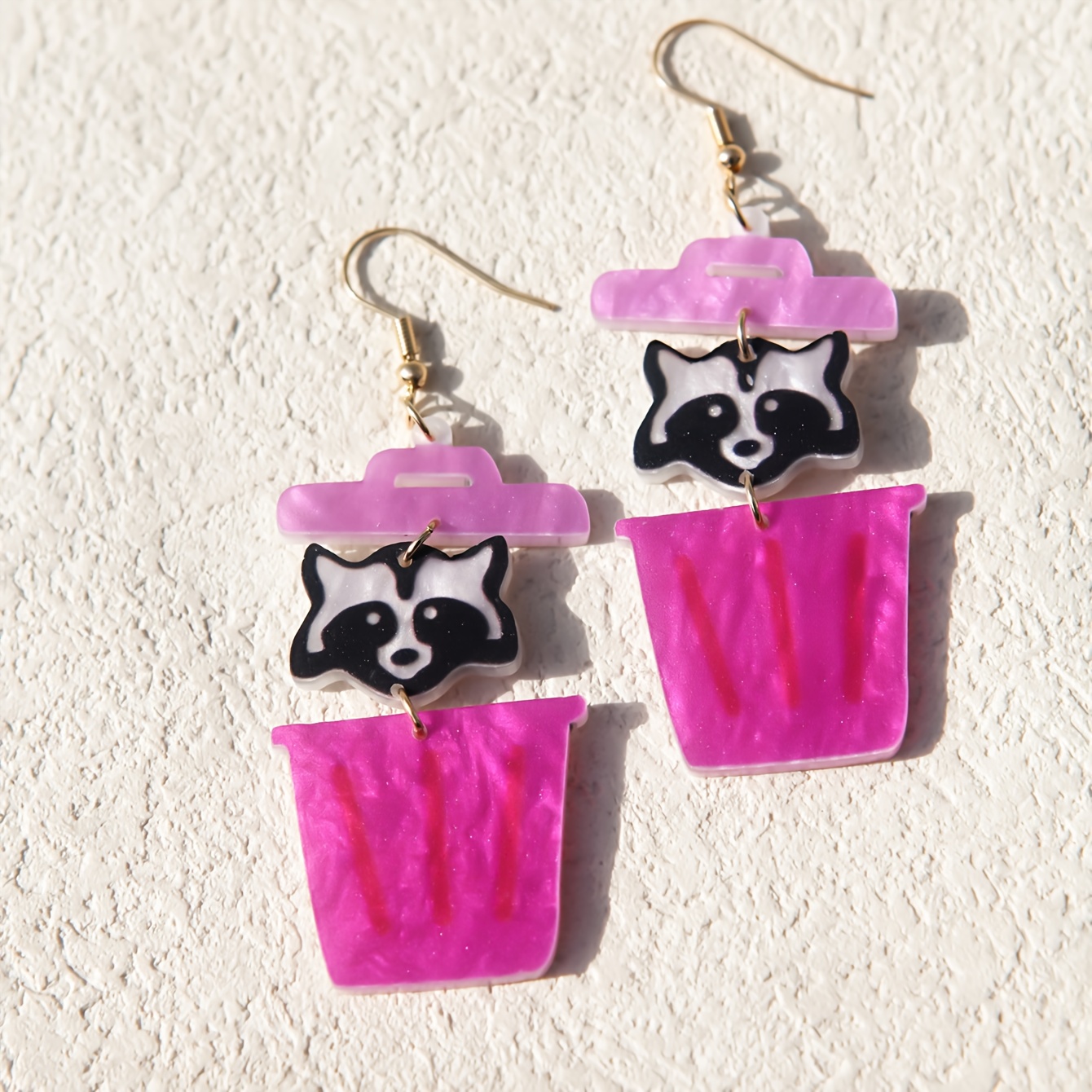 TEMU Funny Cute Statement Earrings Creative Earrings Christmas Halloween Raccoon Trash Can Acrylic Earrings Spring Earrings Dangle Earrings For Women