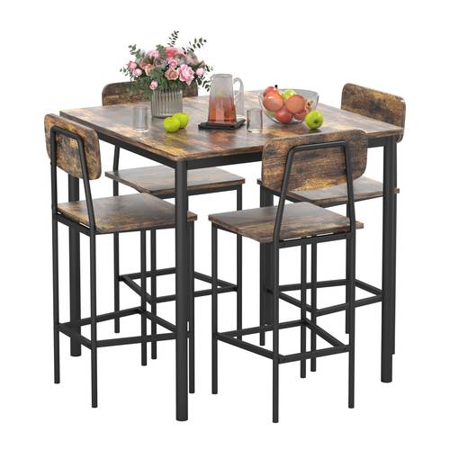 5pcs industrial dining table set for 4 rectangular kitchen table and chairs dining room set for small space