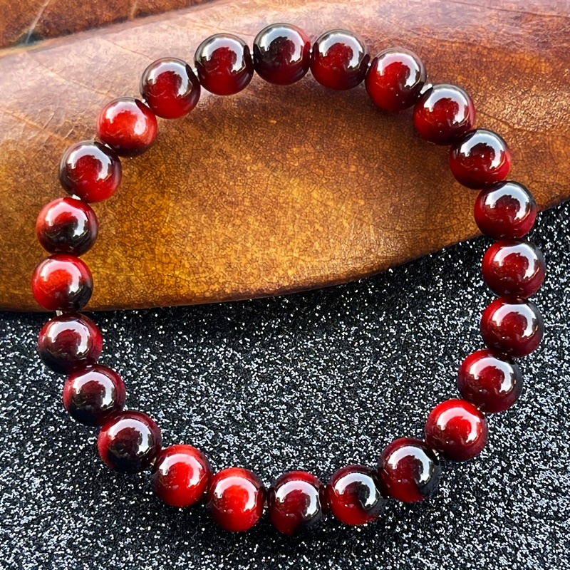 1pc 8mm Fashionable Black And Eye Bracelet, Designed With Round Beads, Suitable For Occasions Such As Parties, Festivals, Gifting, And Everyday Versatile Wear