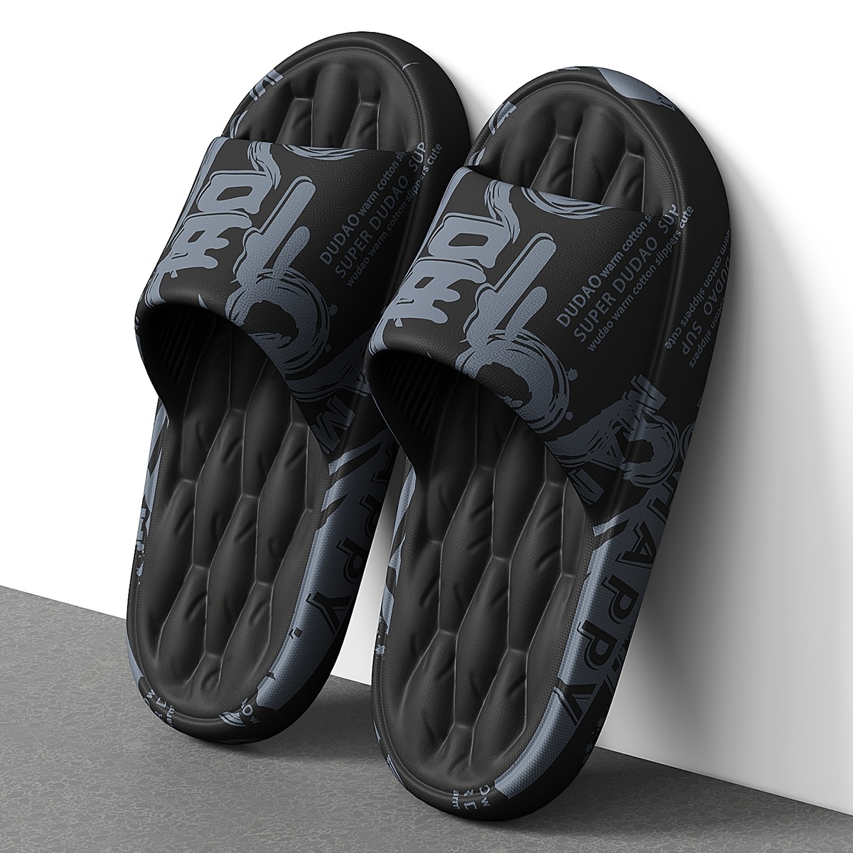 Image of Graffiti Men's Slippers, Fashionable And Trendy For Outdoor Wear, Japanese And Korean Style, Soft And Comfortable Eva Material
