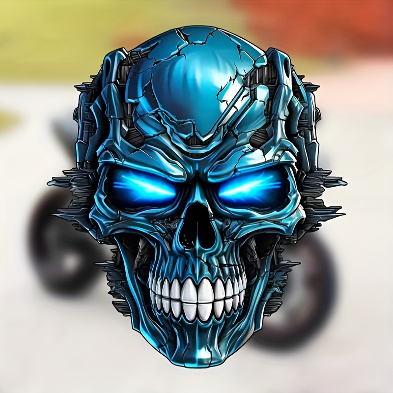 Cyber Opaque Blue Mechanical Rage Sticker - Suitable For Motorcycle Enthusiasts, Cool Racing Stickers