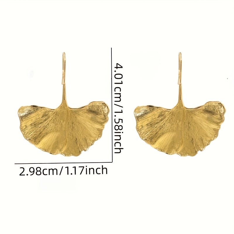 Women's Retro Ginkgo Leaf Shaped Long Earrings with 3D Texture