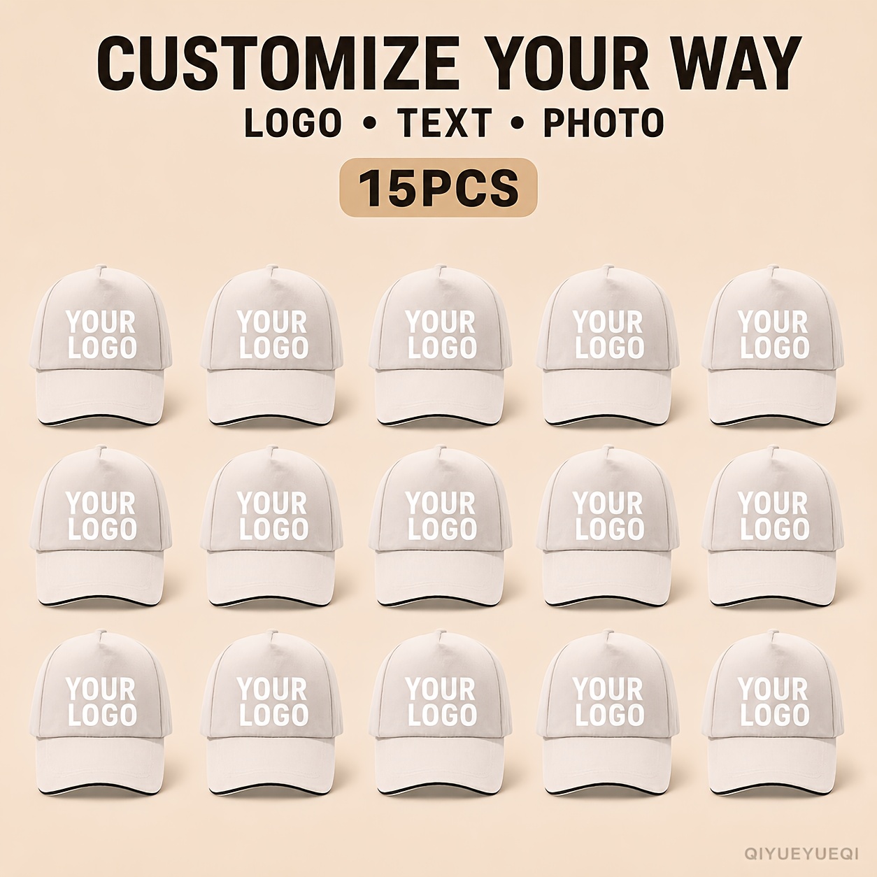 15pcs Personalized Custom Baseball Caps, Adjustable Snapback