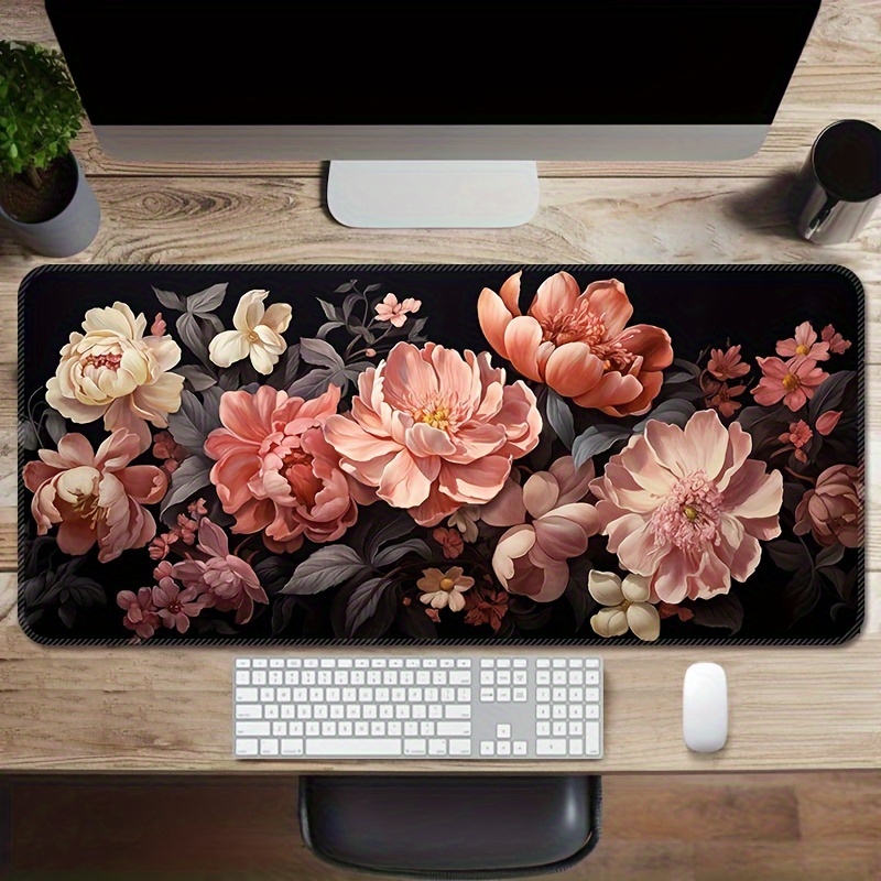 

Spring Large Extended Gaming Mouse Pad - Washable Non-slip Rubber Base Desk Mat With Precision Locking Edge - Rectangular Floral Mousepad For Computers And Esports