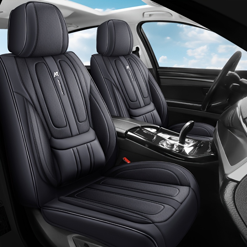 TEMU Mf3d-303 Solid Waist Perforated Leather Universal Five-seat Car Seat Covers, With Soft And Durable Leather, Designed With To Touch At Moment