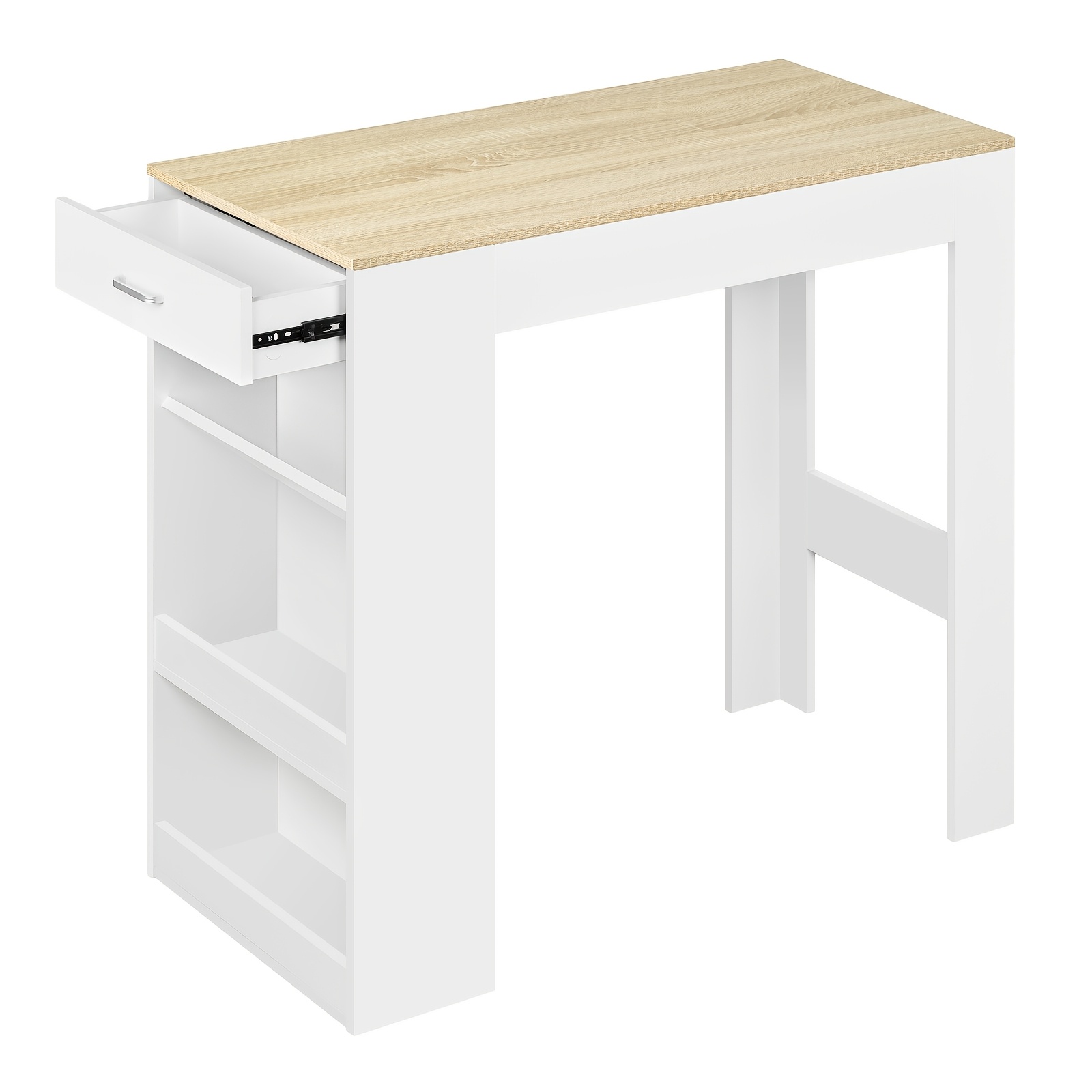 1pc Multi-functional Storage Bar Table (tall Kitchen Table), Wood, Includes 1 Drawer And 3 Side Storage Compartments, In 4 Colors, Dimensions 100 X 50 X 100cm.