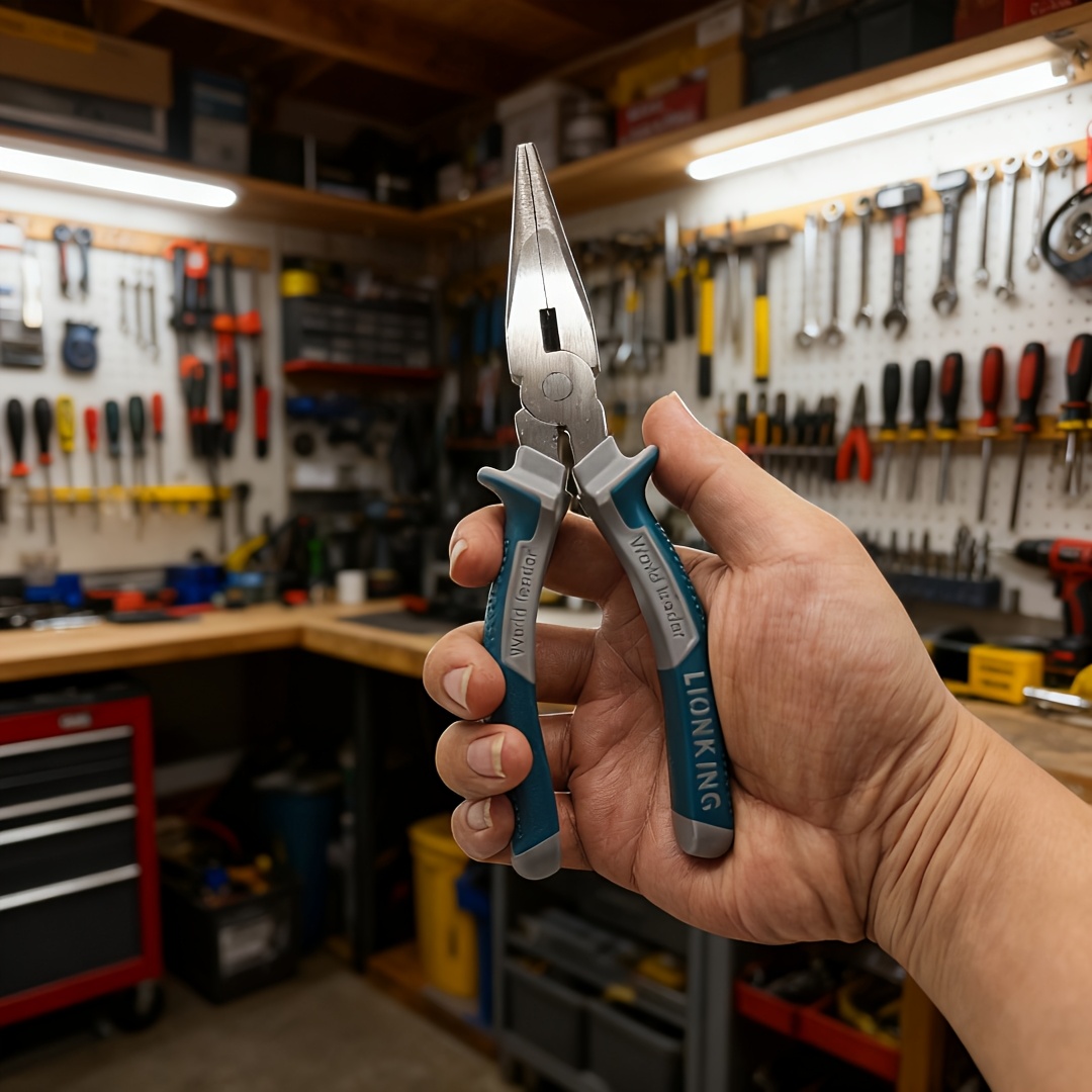 TEMU 8-inch Precision Long Nose Pliers| Anti-slip Grip Wire Crimping And Looping| Electrician, Home And Model, Hardened Jaw, Durable Handcraft Pliers