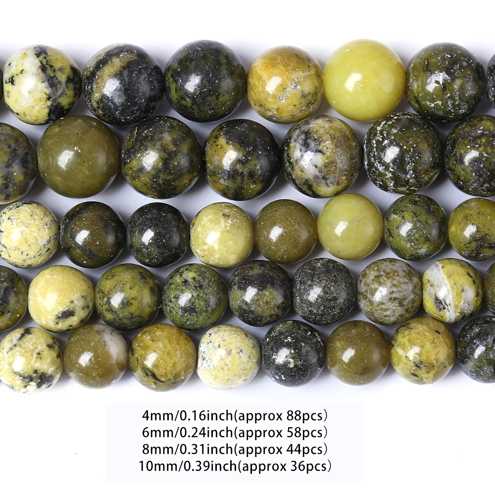 TEMU 88/58/44/36pcs 4/6/8/10Mm Perles d'espacement en naturelle turquoise jaune pour la fabrication de bijoux, bracelet, collier
