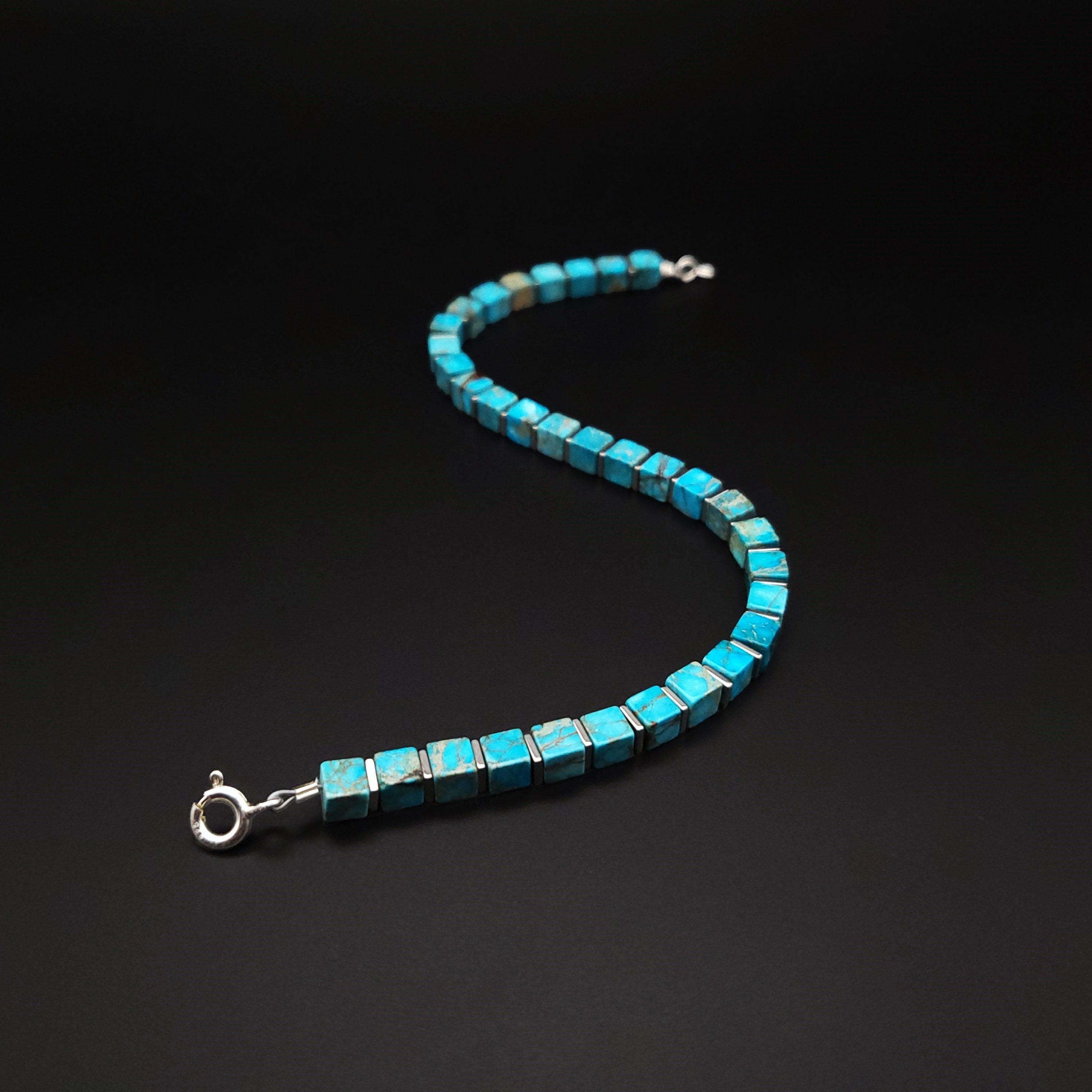 Vintage Style Natural Turquoise Beaded Bracelet for Men