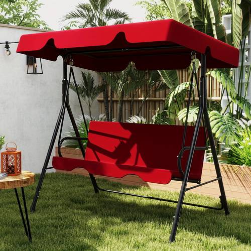 patio swing glider with canopy and heavy duty stand for adults ideal for porch garden lawn rust proof construction