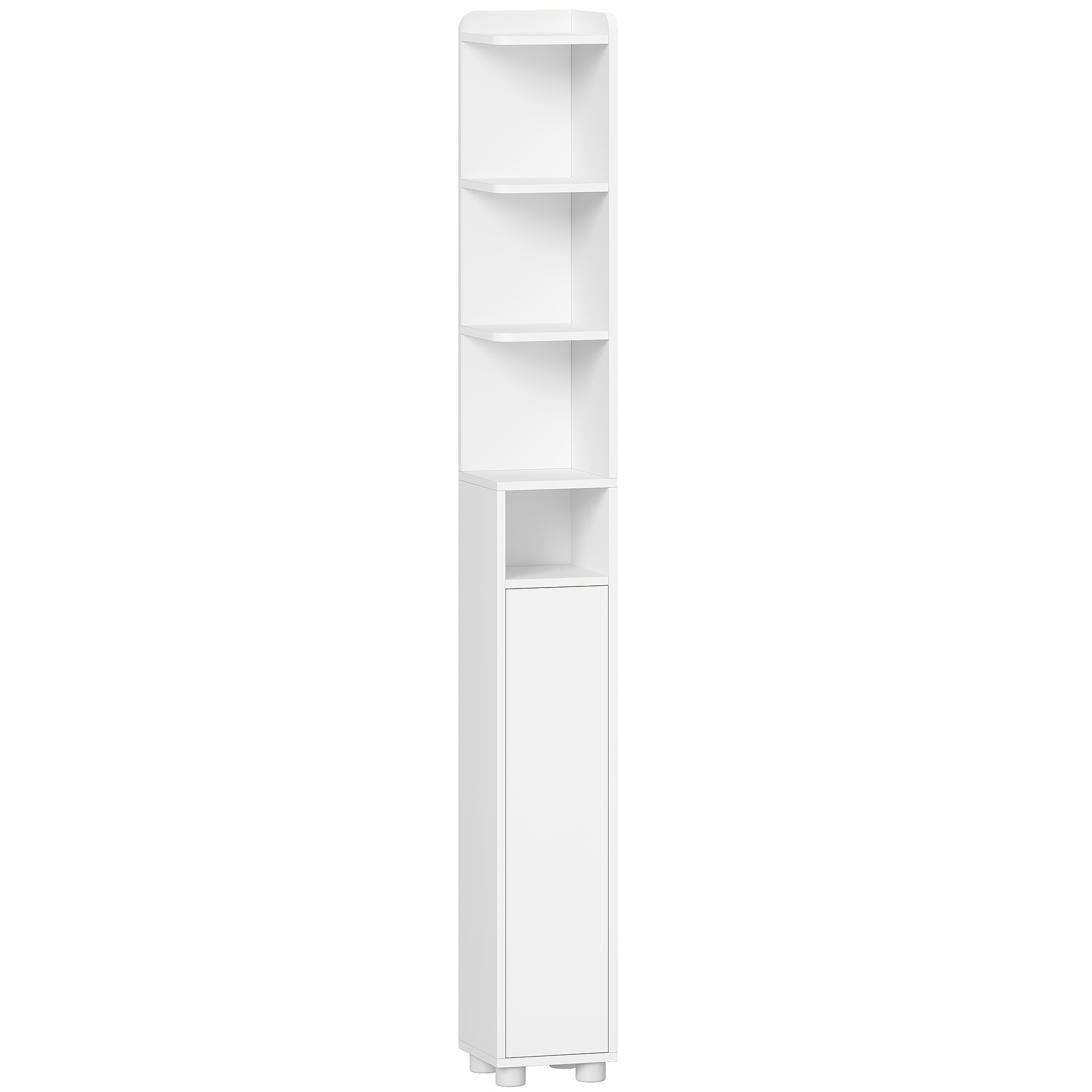 Bathroom Cabinet, Narrow Design, Open/closed Layout, Adjustable Shelves, 20 X 20 X 177 Cm