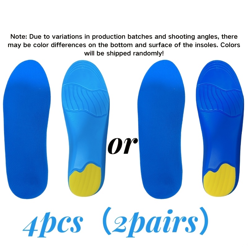 Image of 4pcs Set () Of Arch Support Insoles For Men And Women - Unisex Massage Insoles With Shock Absorption, Suitable For Running, Sports, Work Boots, And Long Periods Of Standing. Colors