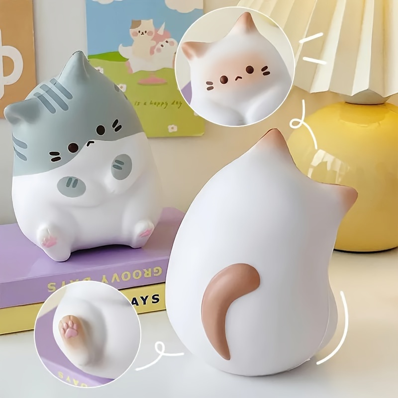 1pc Cute Cartoon Cat Squeeze Toy, Soft Slow Rebound PU Pop Fidget, Mixed Colors, Ideal for Kids & Adults, Perfect for Halloween & Christmas Gifts