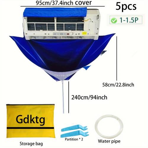 95 110cm 37 4 43 3 inches a set of 5 large air conditioning cleaning covers with drainage pipes designed for wall mounted air conditioners reusable summer cleaning tools