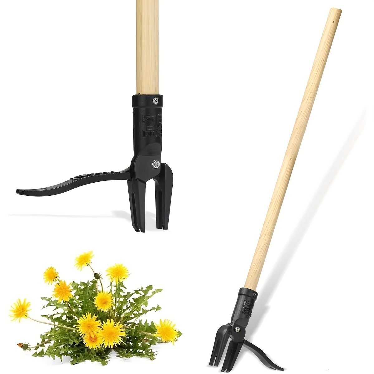 

Puller Tool Stand Up Heavy Duty Weeding Tool With Long Wooden Handle And 4-claw Steel Head, Easily Remove Weeds Without Bending, Pulling, Or Kneeling