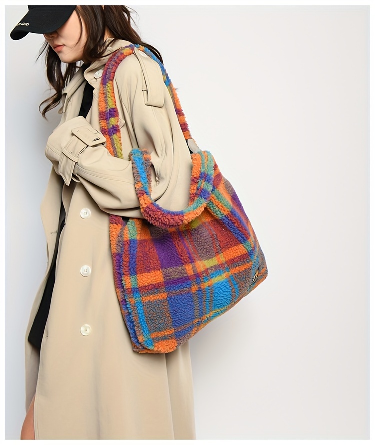 Orange plaid bag styling