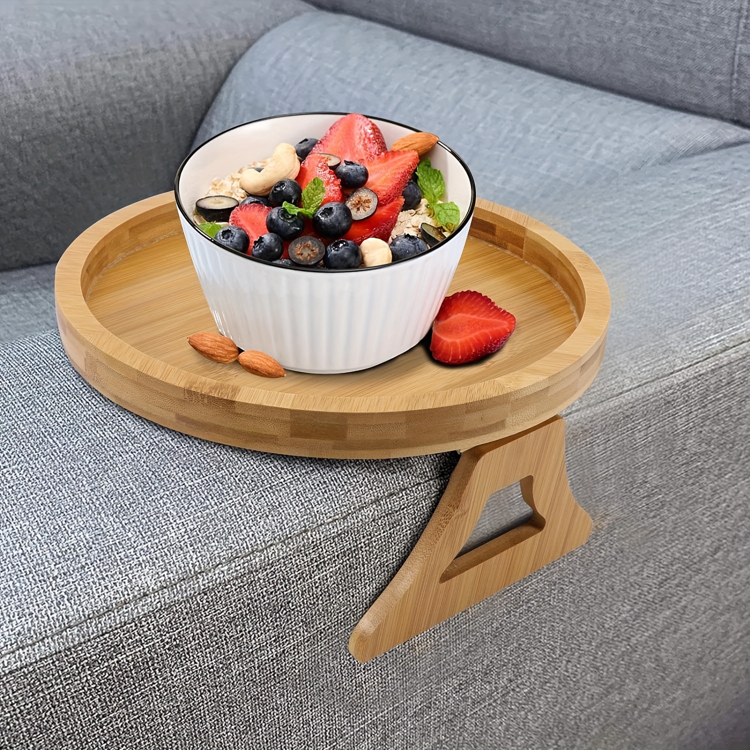 

1pc, Clip-on Tray For Sofa Armrest, Wooden Sofa Arm Tray, Retractable Sofa Tray Table Clip, Foldable Snack Tray Fits Securely Into The Sofa Or Coffee Table, Perfect Gift For Family And Friends