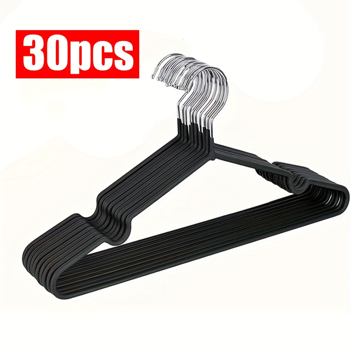 30pcs Of Plastic-coated Standard Clothes Hangers, Durable, Waterproof And Anti-slip Adult Wardrobe Structure Christmas, Christmas Gifts