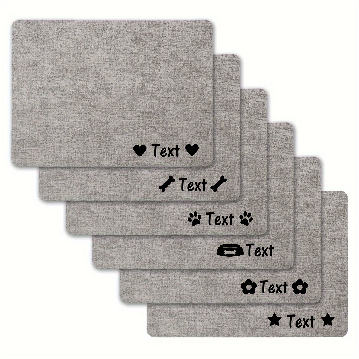 

Tapis d'Alimentation Personnalisable pour Animaux de Compagnie Gris - Imperméable & Antidérapant, Texte Personnalisé pour Chiens & Chats, Plusieurs Options de Design