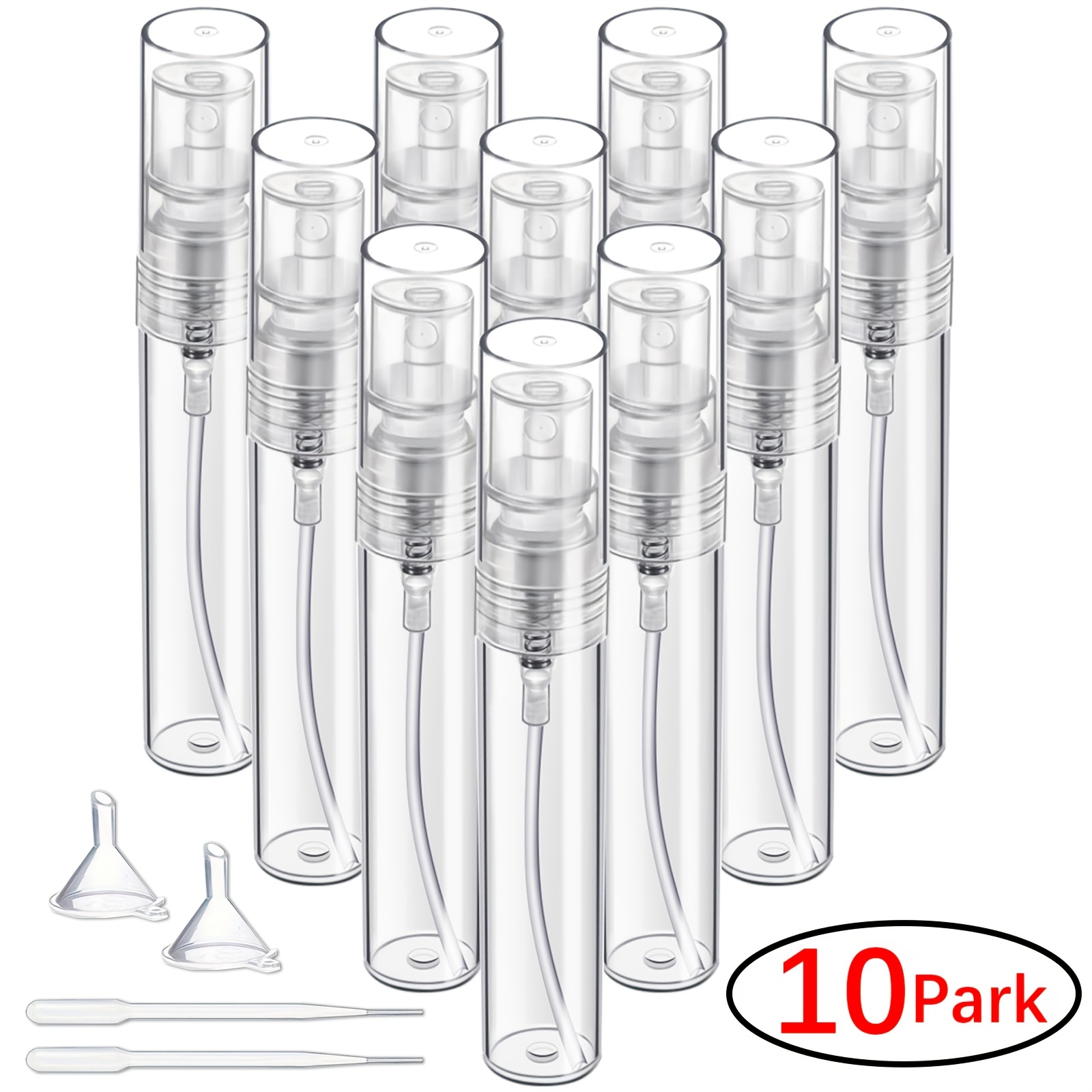 TEMU 10-pack 5ml Plastic Spray Bottles, Fine Mist Refillable Perfume Bottles, Perfume Sprayers, Sample Containers, Plastic Portable Travel Bottles