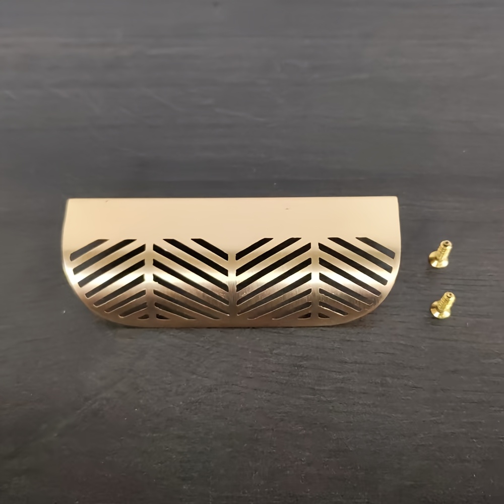 Image of 1pc Modern Minimalist Nordic Pull-out Leaf Invisible Cabinet Wardrobe Furniture Drawer Handle - Upgrade With Elegant Hollow Carved Leaf-shaped Cabinet Handles!