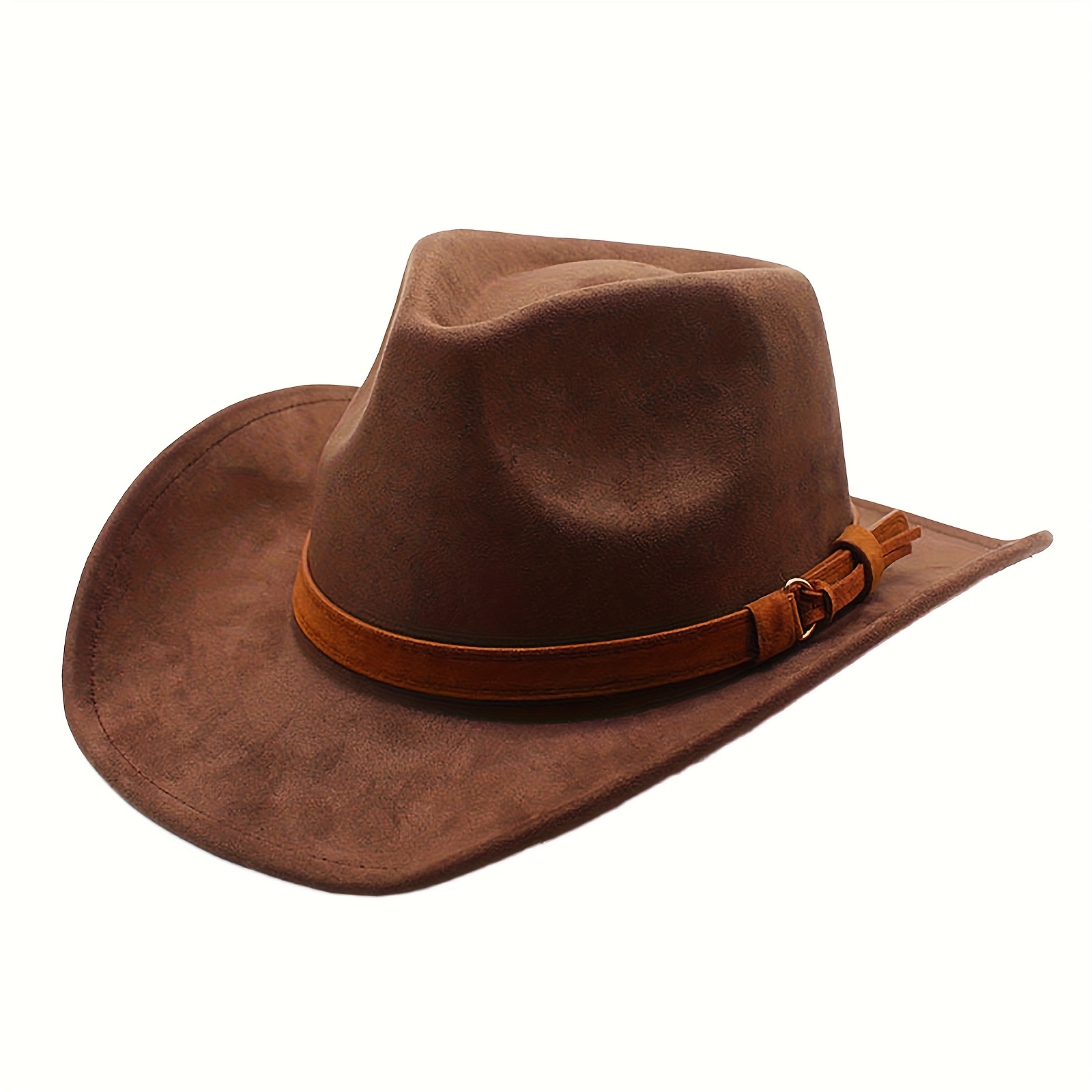 TEMU Men's Women's Retro Wide Brim Western Cowboy Hat Fedora Hat Outdoor Casual Travel Decoration Hat