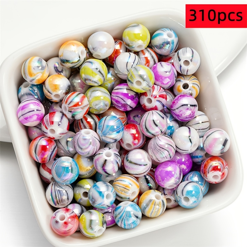 E-shop 310 Stück 8mm AB Farbe Wasser Runde Perlen, Teil einer gemischten Serie, Ideal für die Herstellung von Armbändern und Halsketten, Geeignet für