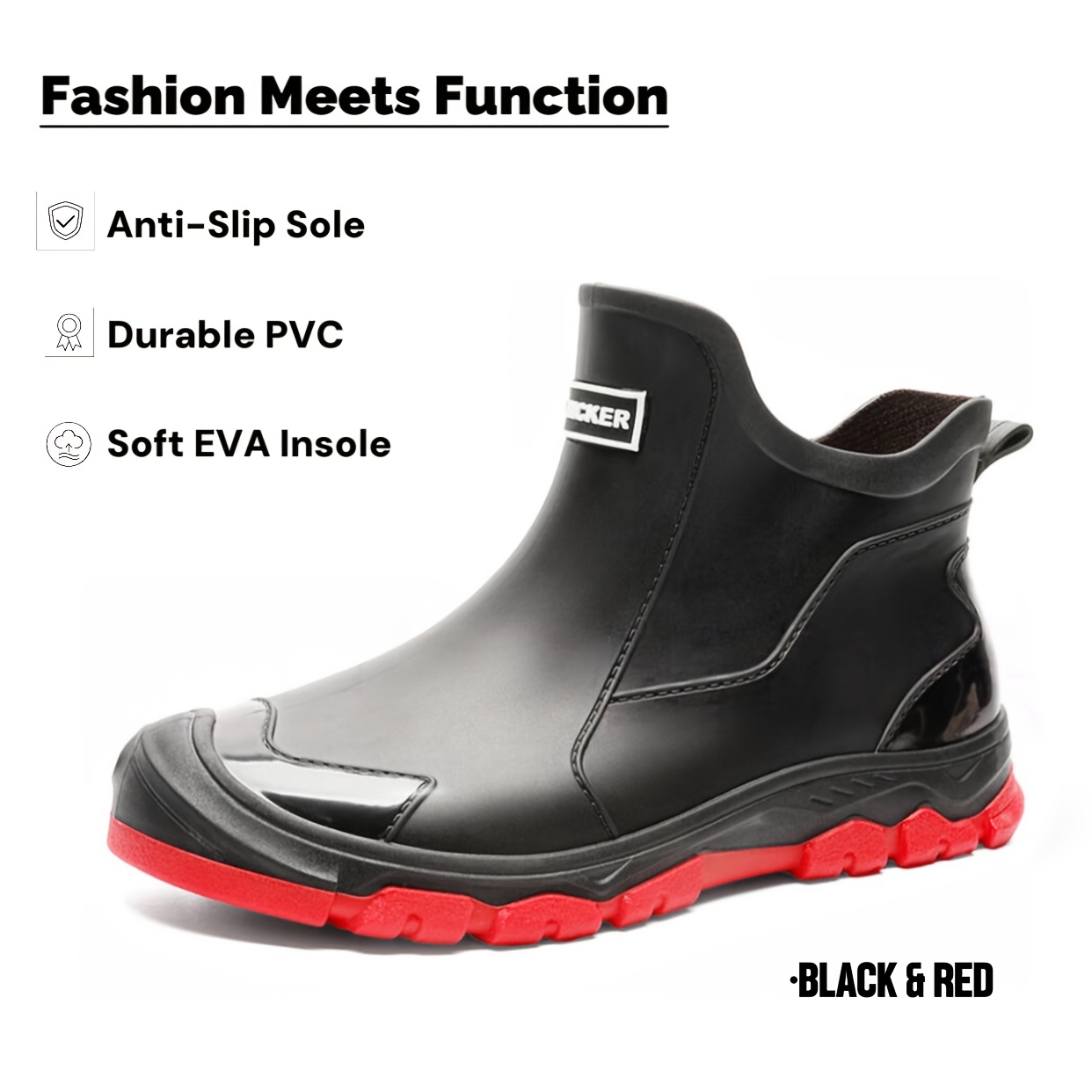 Unisex Short Ankle Rain Boots, Lightweight & Comfortable