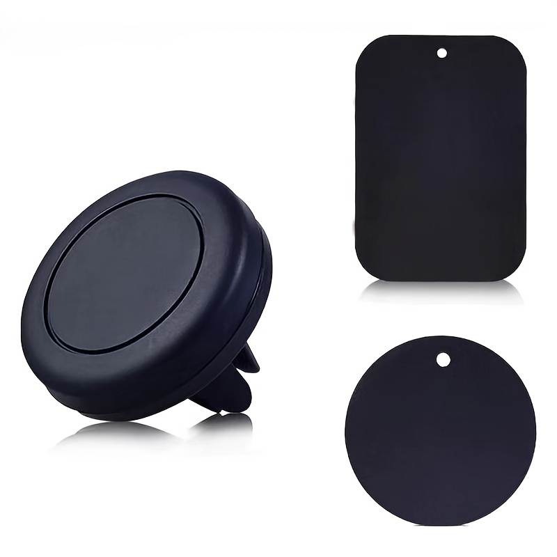 E-shop [Einfache magnetische Autohalterung] Schwarzes Design, 1 Halterung + 2 Patches. An Ventilatoren befestigen, starker Magnet hält das Telefon.
